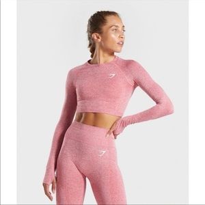 COPY - Gymshark vital seamless set two piece pink XS long sleeve crop
